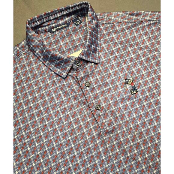 Cutter & Buck Disney Polo Shirt Mens 2XL Blue Performance Button Golf Mickey - Picture 1 of 8